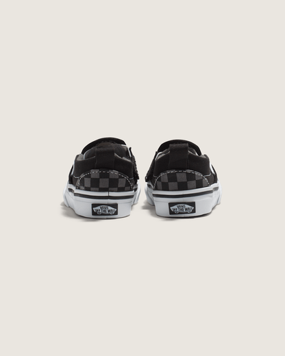 Vans Toddler Classic Slip-On V Checkerboard Shoe in Checkerboard Black / Pewter Grey