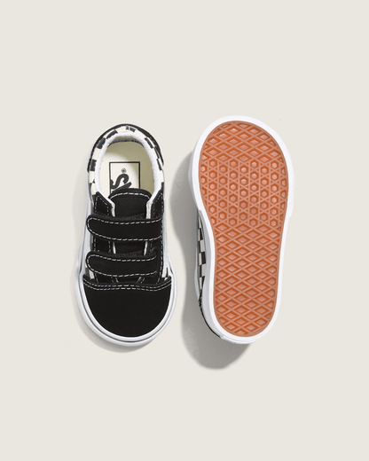 Vans Toddler Old Skool V Checkerboard Shoe in Checkerboard Black / White