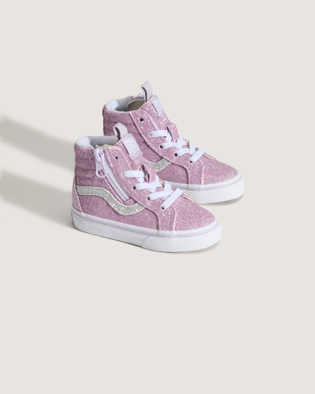 Vans Toddler Sk8-Hi Side Zip Shoe in Glitter Lilac Mist Purple