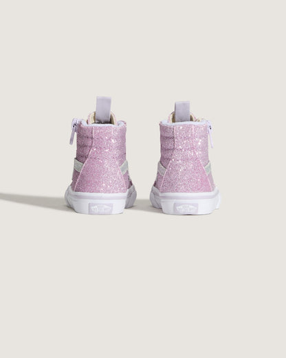 Vans Toddler Sk8-Hi Side Zip Shoe in Glitter Lilac Mist Purple