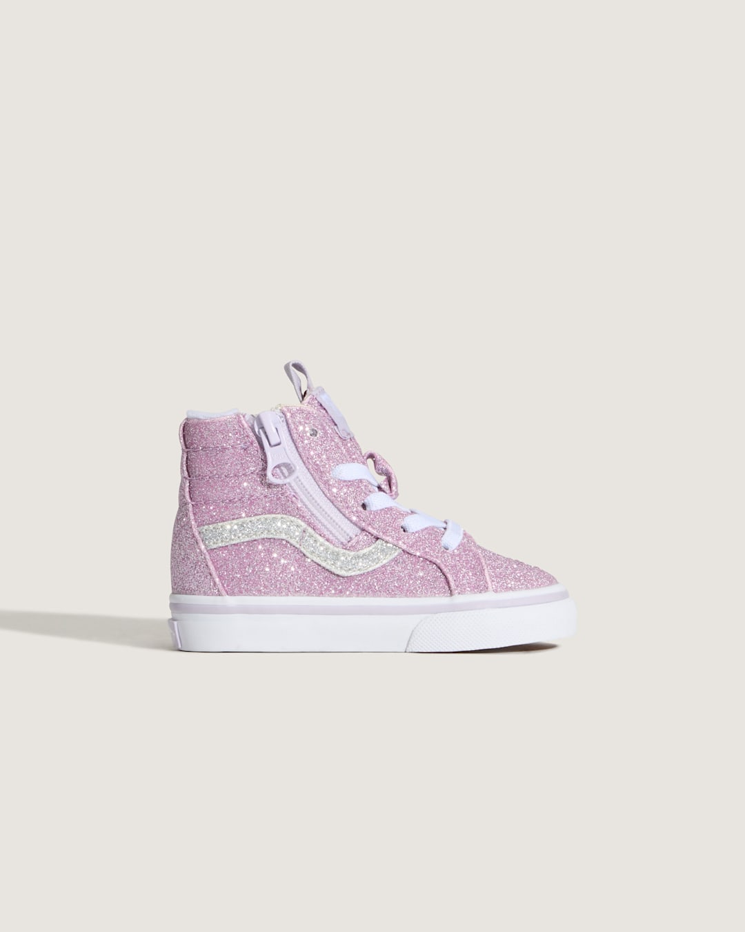 Vans Toddler Sk8-Hi Side Zip Shoe in Glitter Lilac Mist Purple