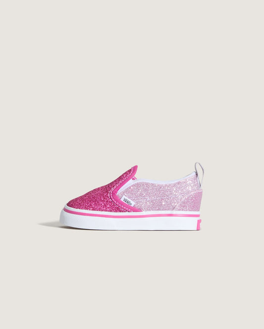 Vans Toddler Classic Slip-On V Shoe in Glitter Raspberry Rose Pink