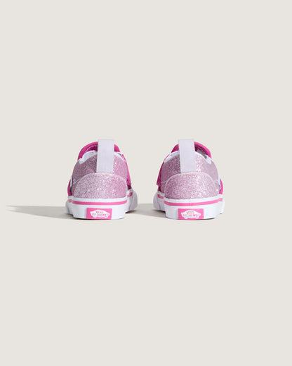 Vans Toddler Classic Slip-On V Shoe in Glitter Raspberry Rose Pink