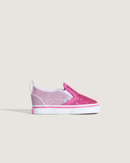 Vans Toddler Classic Slip-On V Shoe in Glitter Raspberry Rose Pink