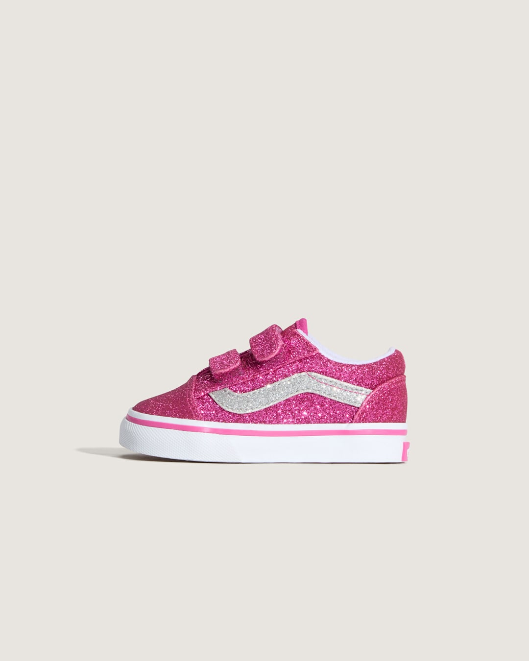 Vans Toddler Old Skool V Shoe in Glitter Raspberry Rose Pink