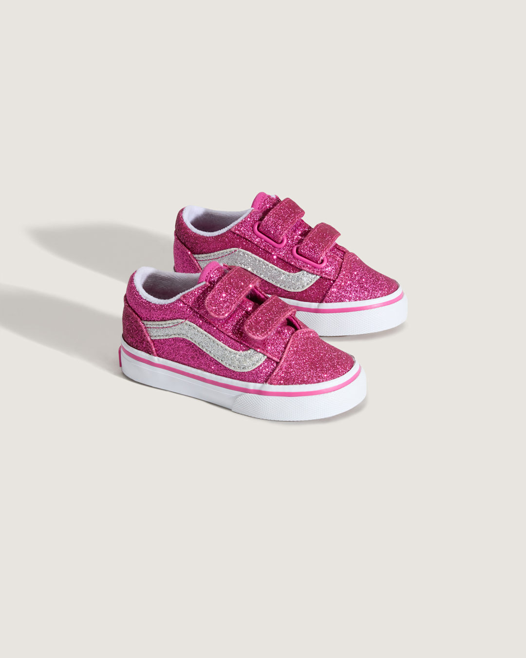 Vans Toddler Old Skool V Shoe in Glitter Raspberry Rose Pink
