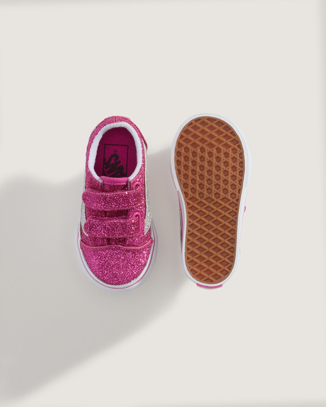 Vans Toddler Old Skool V Shoe in Glitter Raspberry Rose Pink