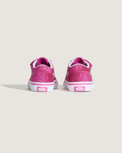 Vans Toddler Old Skool V Shoe in Glitter Raspberry Rose Pink