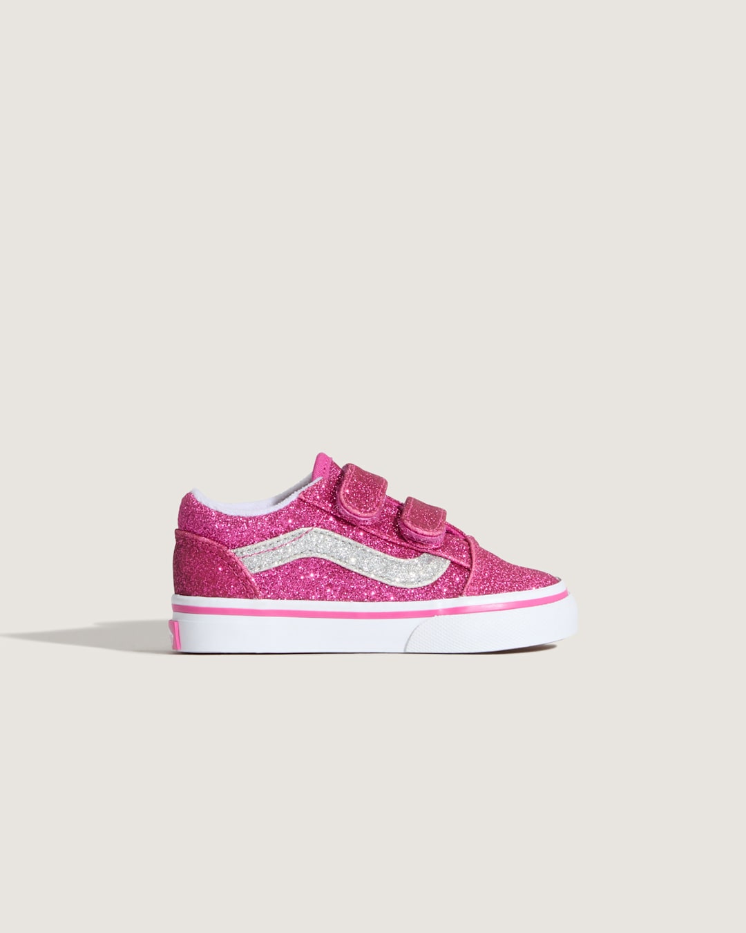 Vans Toddler Old Skool V Shoe in Glitter Raspberry Rose Pink