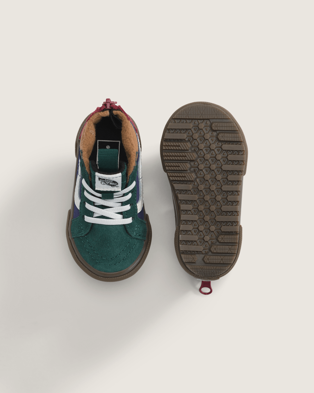 Vans Toddler Sk8-Hi Zip Water Resistant Gum Shoe in Blue / Green