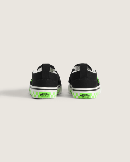 Vans Toddler Classic Slip-On V Shoe in Glow-in-the-Dark Black / Green Gecko