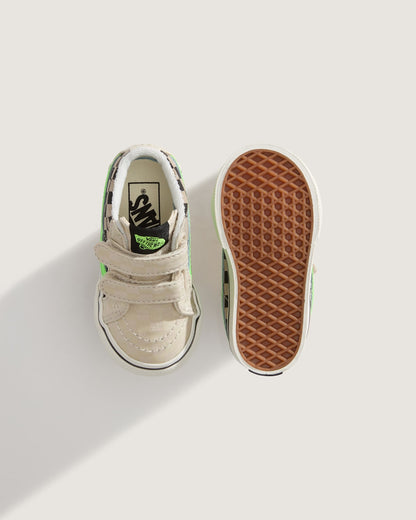 Vans Toddler Sk8-Mid V Shoe in Glow-in-the-Dark Taupe Mist Grey