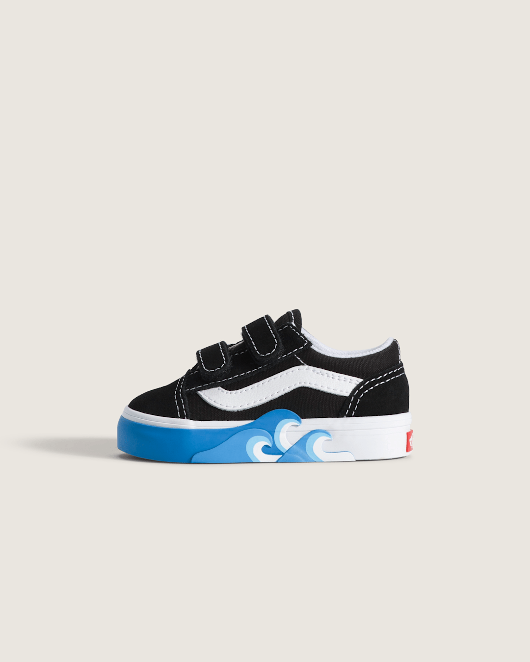 Vans Toddler Old Skool V Shoe in Black / Bright Azure Blue