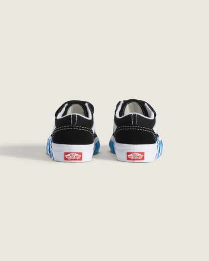Vans Toddler Old Skool V Shoe in Black / Bright Azure Blue