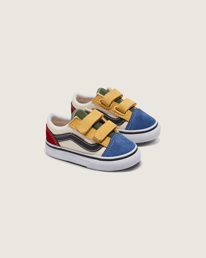 Vans Toddler Old Skool V Shoe in Red / Blue