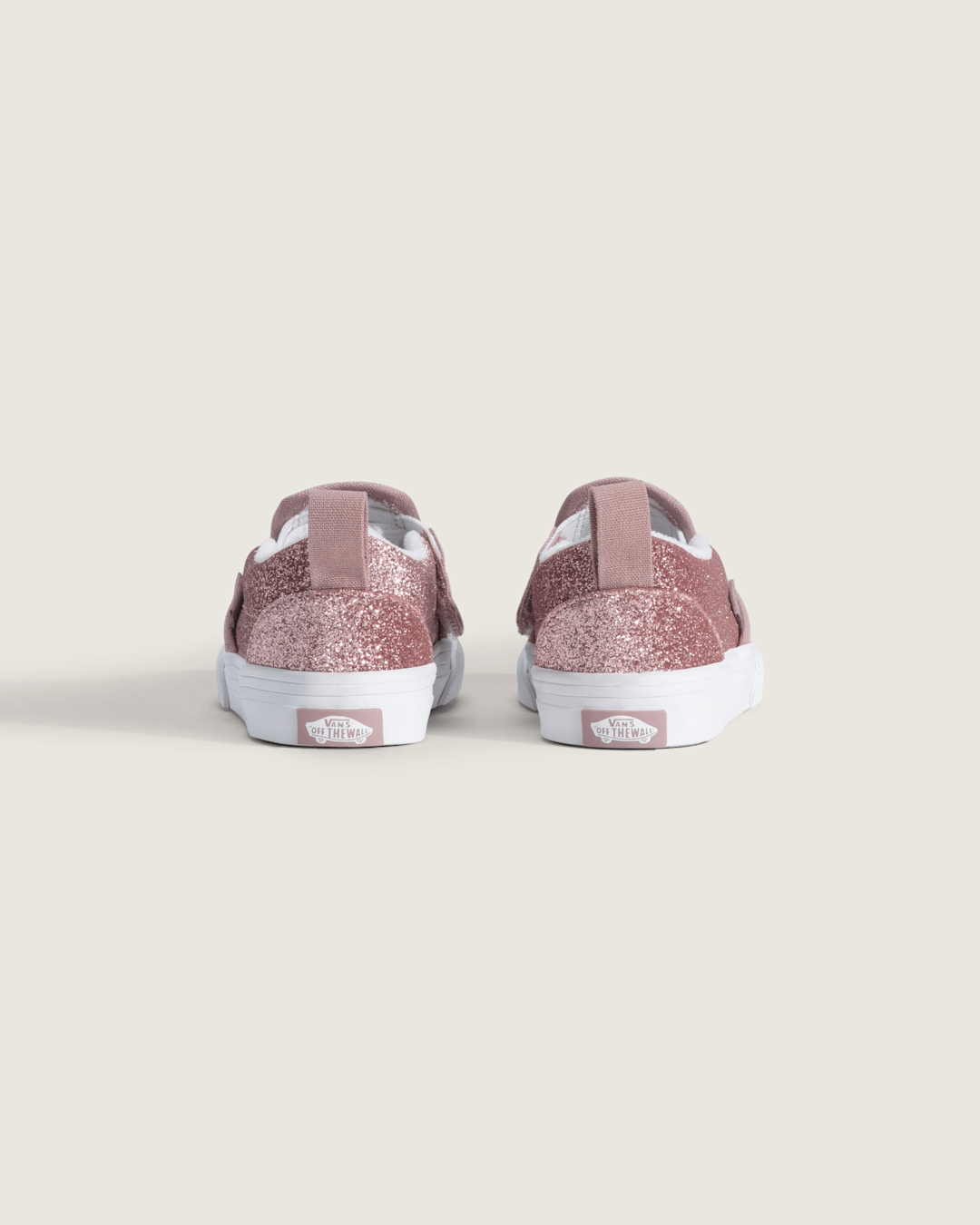 Vans Toddler Classic Slip-On V Shoe in Glitter Rose Gold Pink