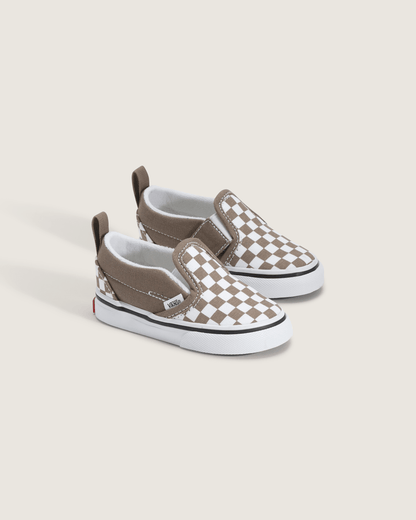 Vans Toddler Slip-On V Checkerboard Shoe in Checkerboard Walnut Brown