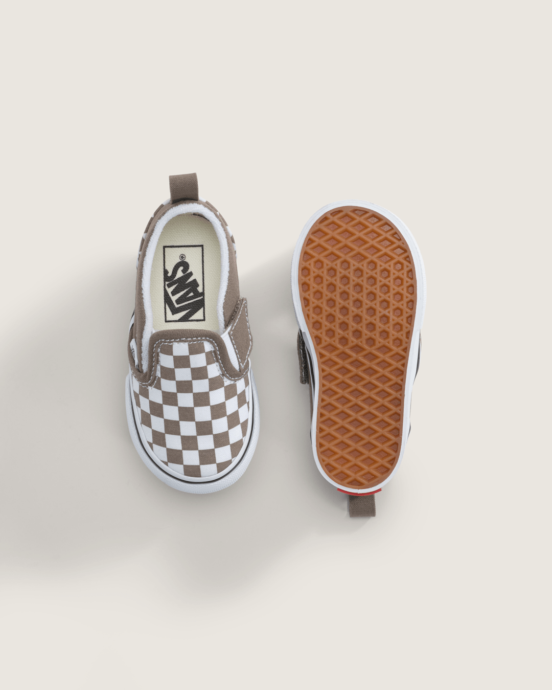 Vans Toddler Slip-On V Checkerboard Shoe in Checkerboard Walnut Brown