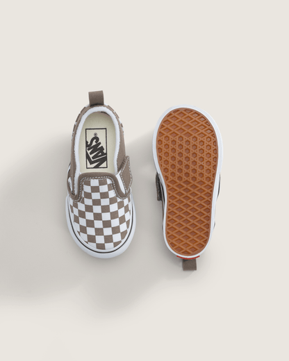 Vans Toddler Slip-On V Checkerboard Shoe in Checkerboard Walnut Brown