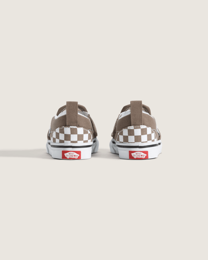 Vans Toddler Slip-On V Checkerboard Shoe in Checkerboard Walnut Brown