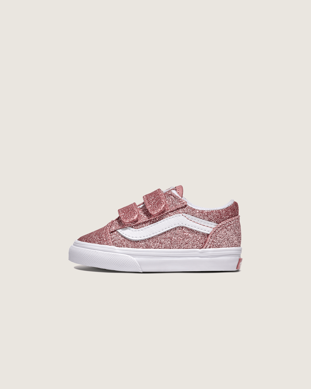 Vans Toddler Old Skool V Shoe in Glitter Rose Gold Pink