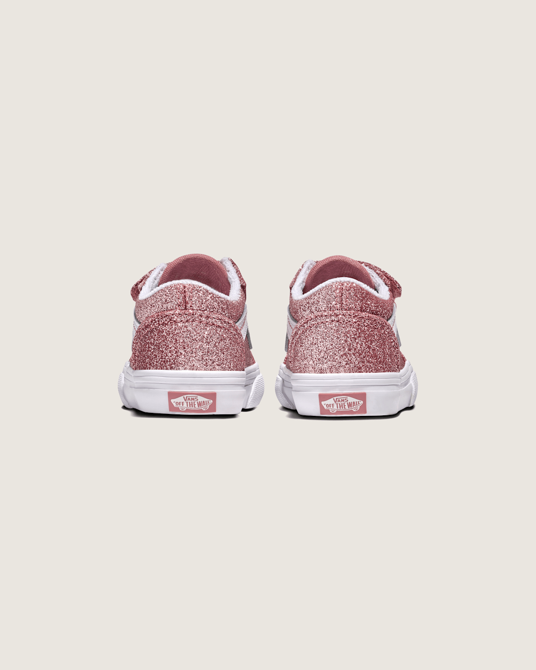 Vans Toddler Old Skool V Shoe in Glitter Rose Gold Pink