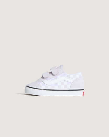 Vans Toddler Old Skool V Checkerboard Shoe in Checkerboard Lilac Mist Purple