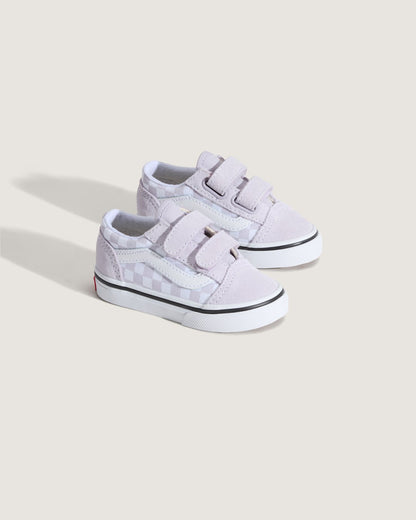 Vans Toddler Old Skool V Checkerboard Shoe in Checkerboard Lilac Mist Purple