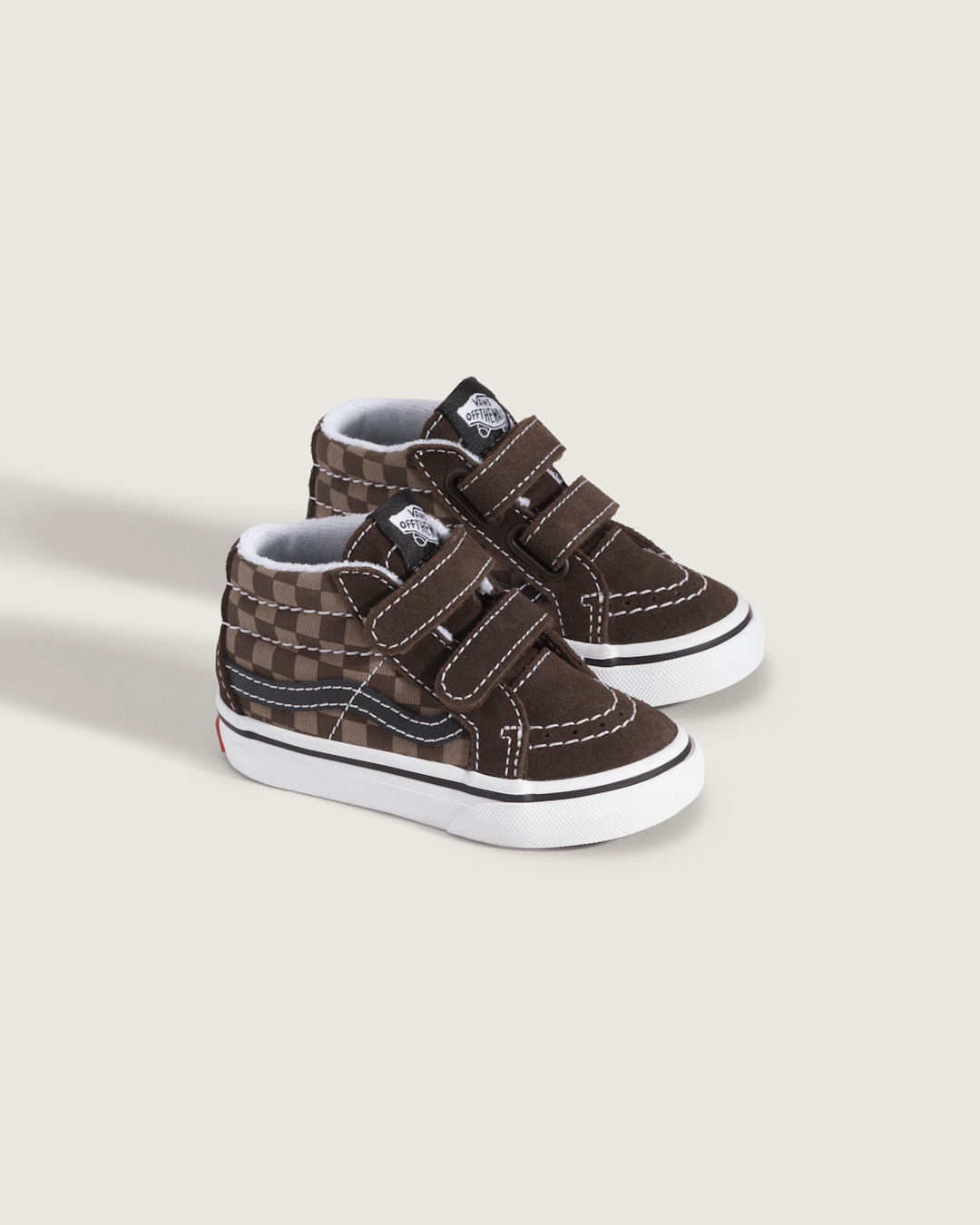 Vans Toddler Sk8-Mid V Checkerboard Shoe in Checkerboard Brown