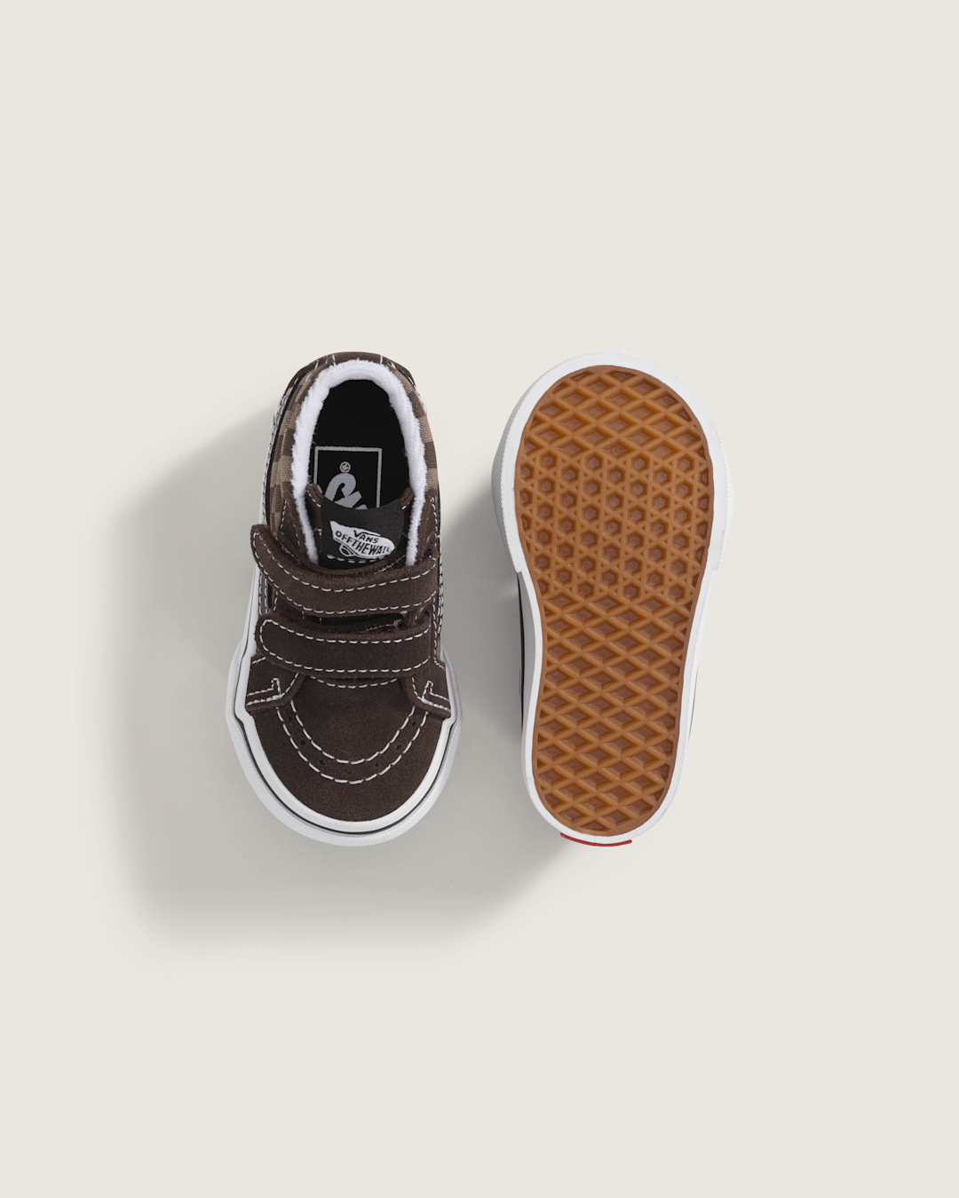 Vans Toddler Sk8-Mid V Checkerboard Shoe in Checkerboard Brown