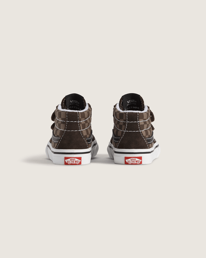 Vans Toddler Sk8-Mid V Checkerboard Shoe in Checkerboard Brown