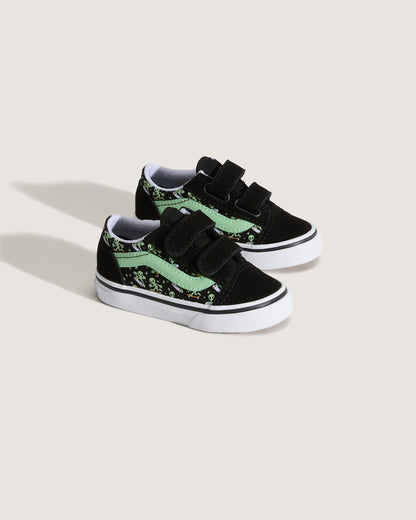 Vans Toddler Old Skool V Shoe in Black / Green