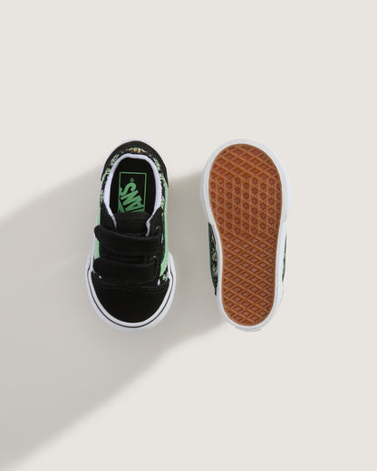 Vans Toddler Old Skool V Shoe in Black / Green
