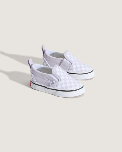 Vans Toddler Classic Slip-On V Checkerboard Shoe in Checkerboard Lilac Mist Purple
