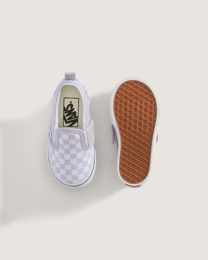 Vans Toddler Classic Slip-On V Checkerboard Shoe in Checkerboard Lilac Mist Purple