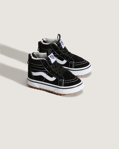 Vans Toddler Sk8-Hi Zip Water Resistant Shoe in Black / White