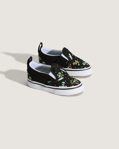Vans Toddler Classic Slip-On V Shoe in Black / Green