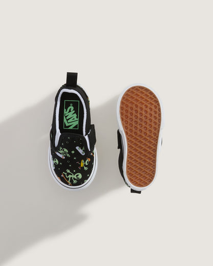 Vans Toddler Classic Slip-On V Shoe in Black / Green