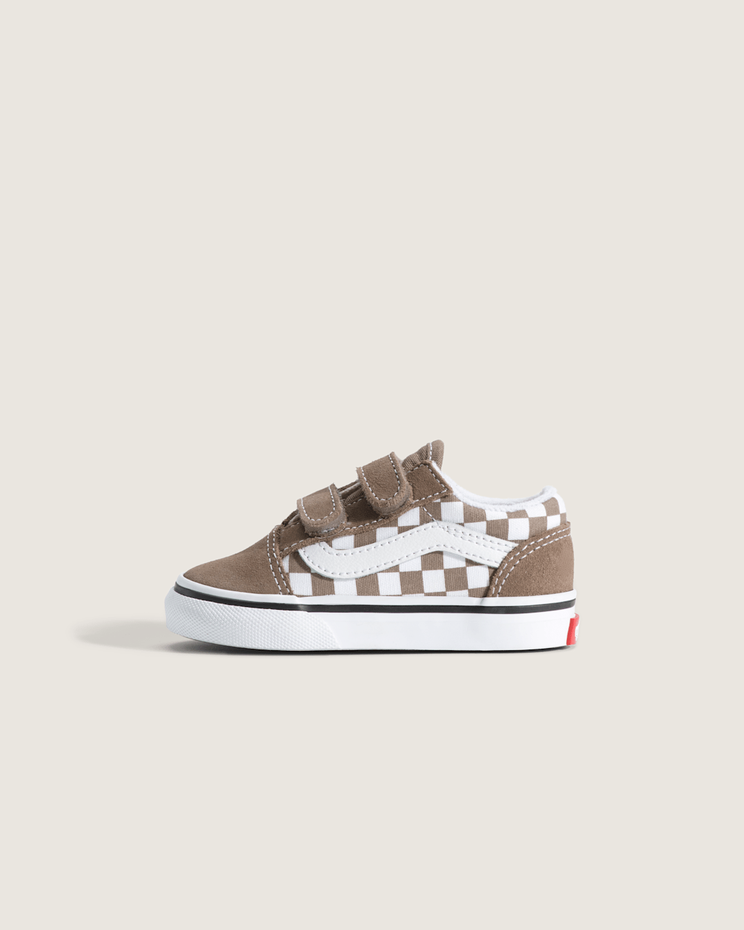 Vans Toddler Old Skool V Checkerboard Shoe in Checkerboard Walnut Brown
