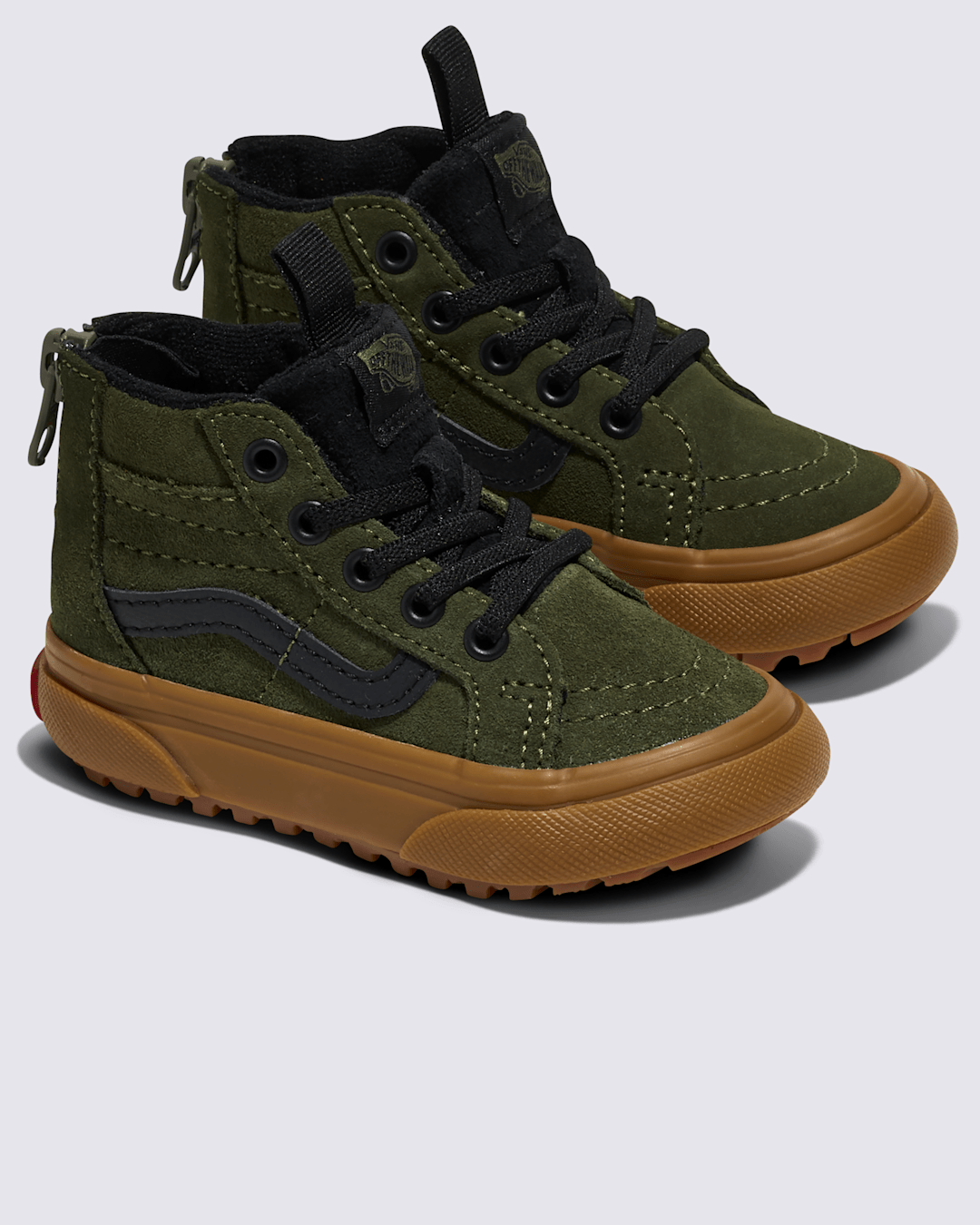 Vans Toddler Sk8-Hi Zip Gum Shoe in Grape Leaf Green / Gum