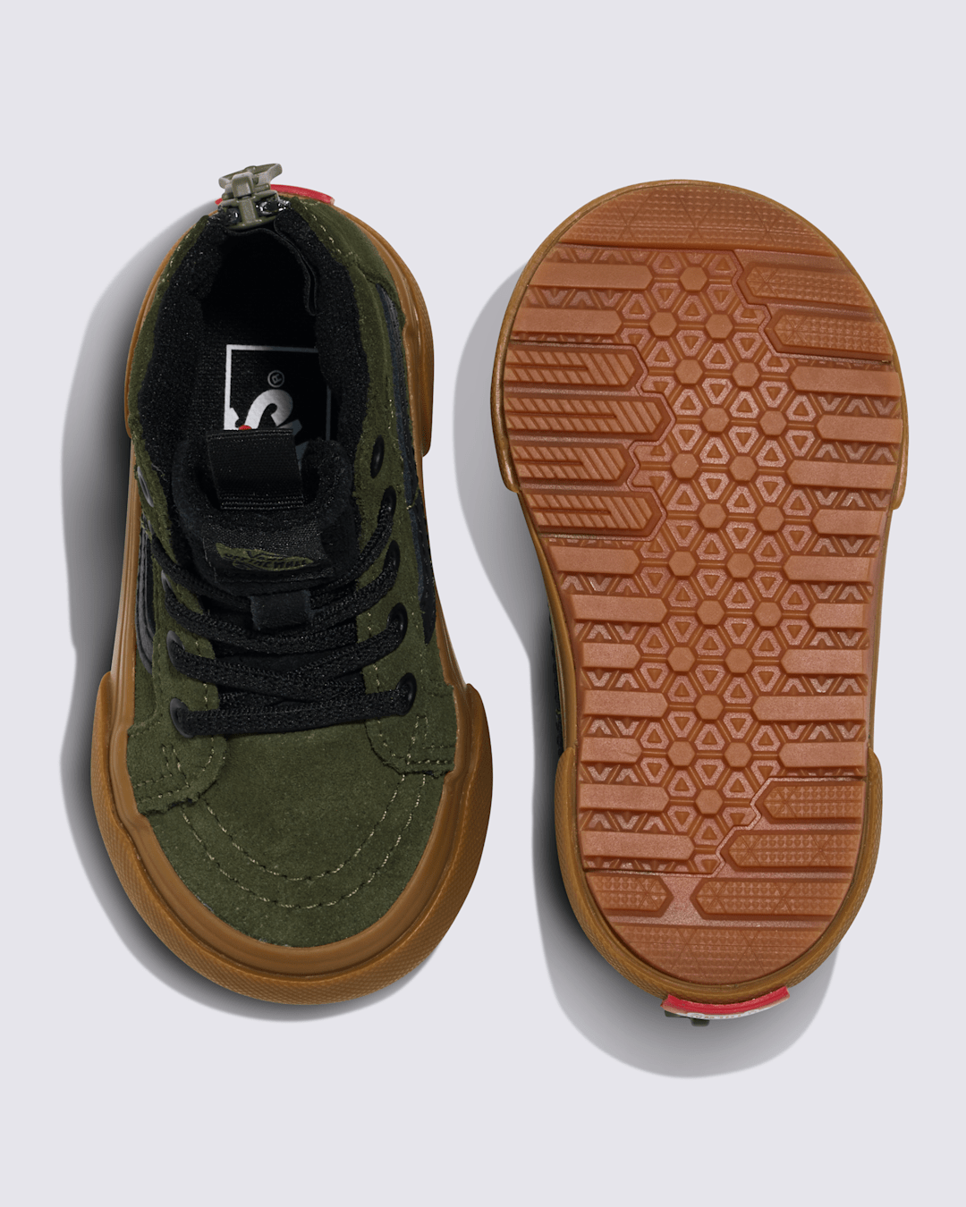 Vans Toddler Sk8-Hi Zip Gum Shoe in Grape Leaf Green / Gum