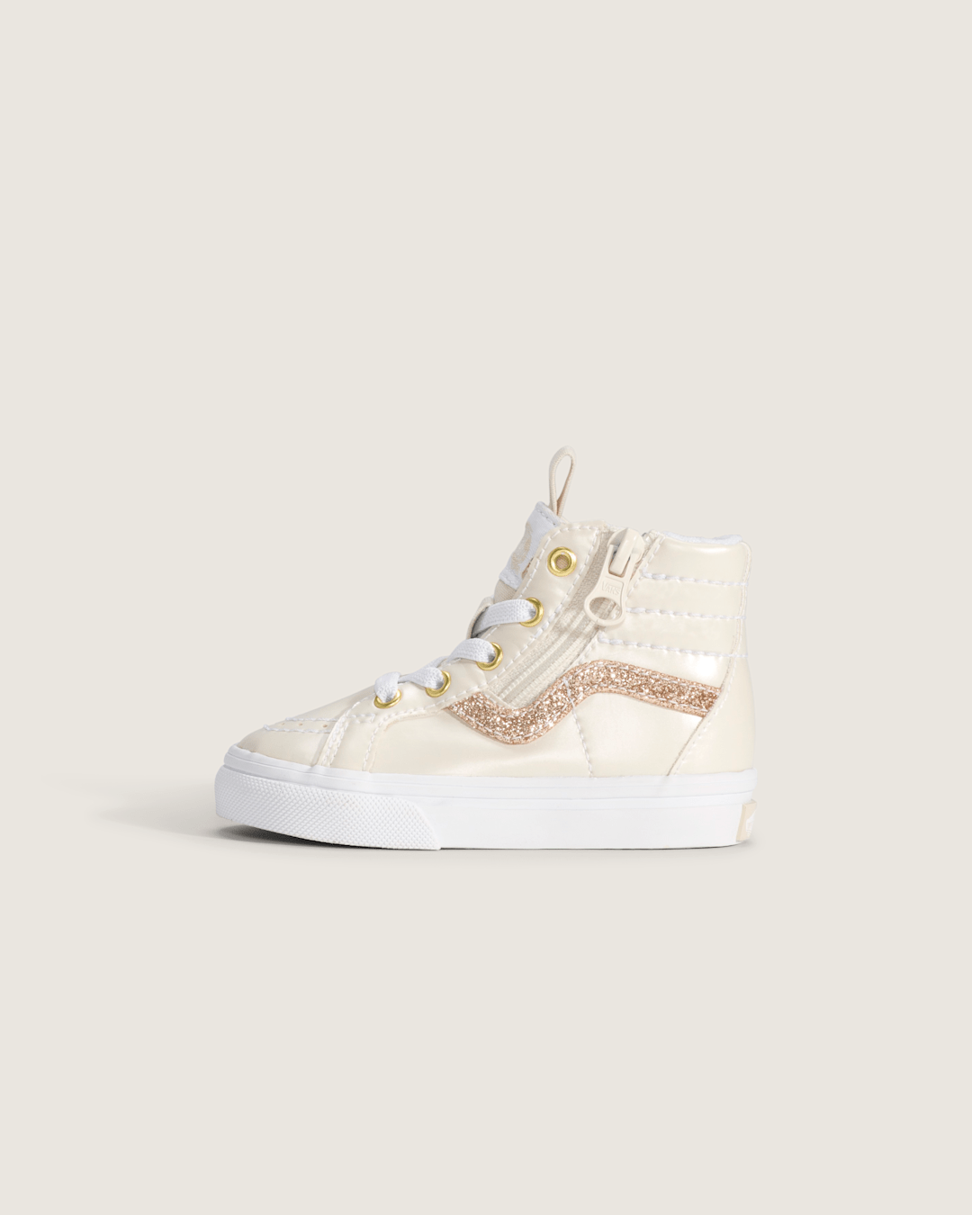 Vans Toddler SK8-Hi Side Zip Shoe in Dazzled Turtledove White