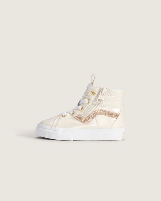 Vans Toddler SK8-Hi Side Zip Shoe in Dazzled Turtledove White