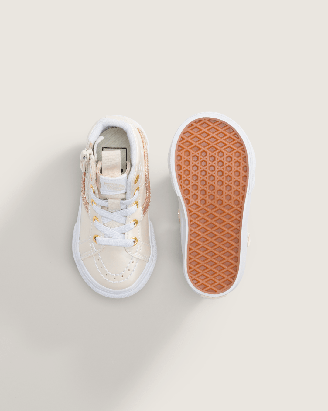 Vans Toddler SK8-Hi Side Zip Shoe in Dazzled Turtledove White