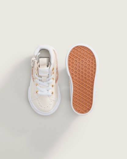 Vans Toddler SK8-Hi Side Zip Shoe in Dazzled Turtledove White