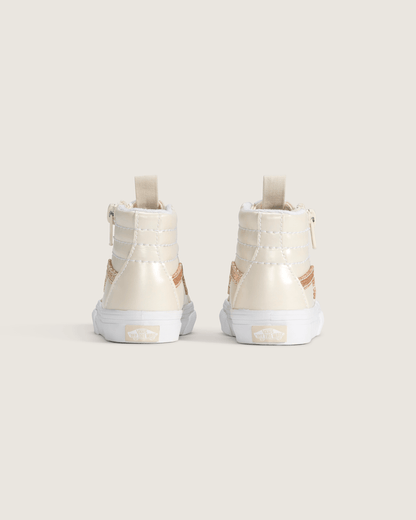 Vans Toddler SK8-Hi Side Zip Shoe in Dazzled Turtledove White