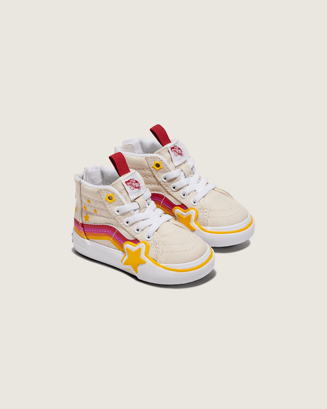 Vans Toddler Sk8-Hi Zip Shoe in Rainbow Red / Yellow / Beige