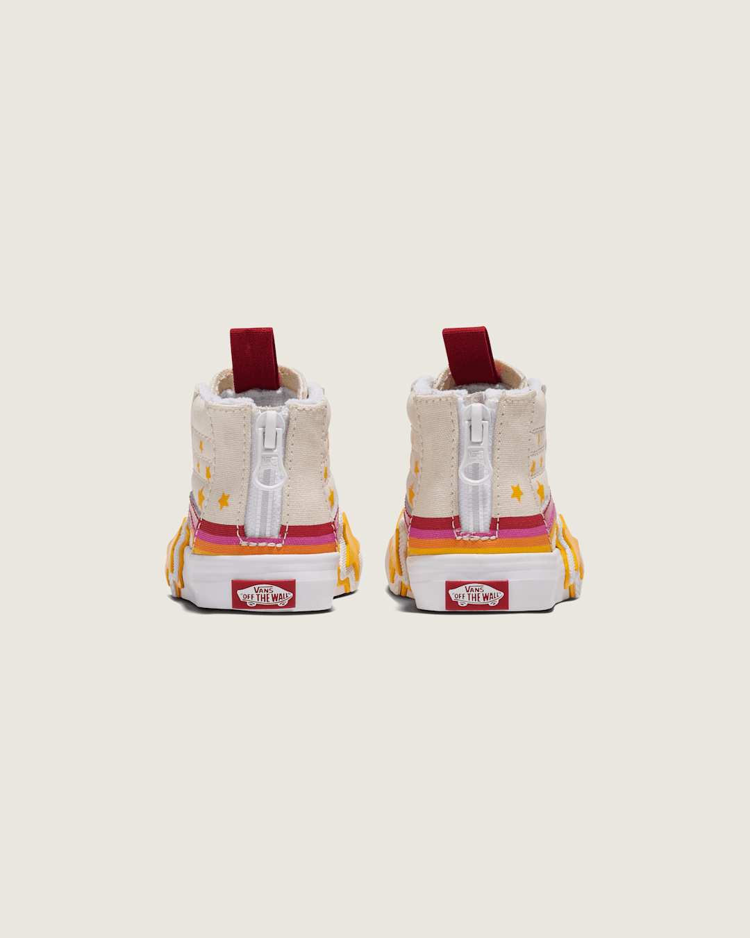 Vans Toddler Sk8-Hi Zip Shoe in Rainbow Red / Yellow / Beige