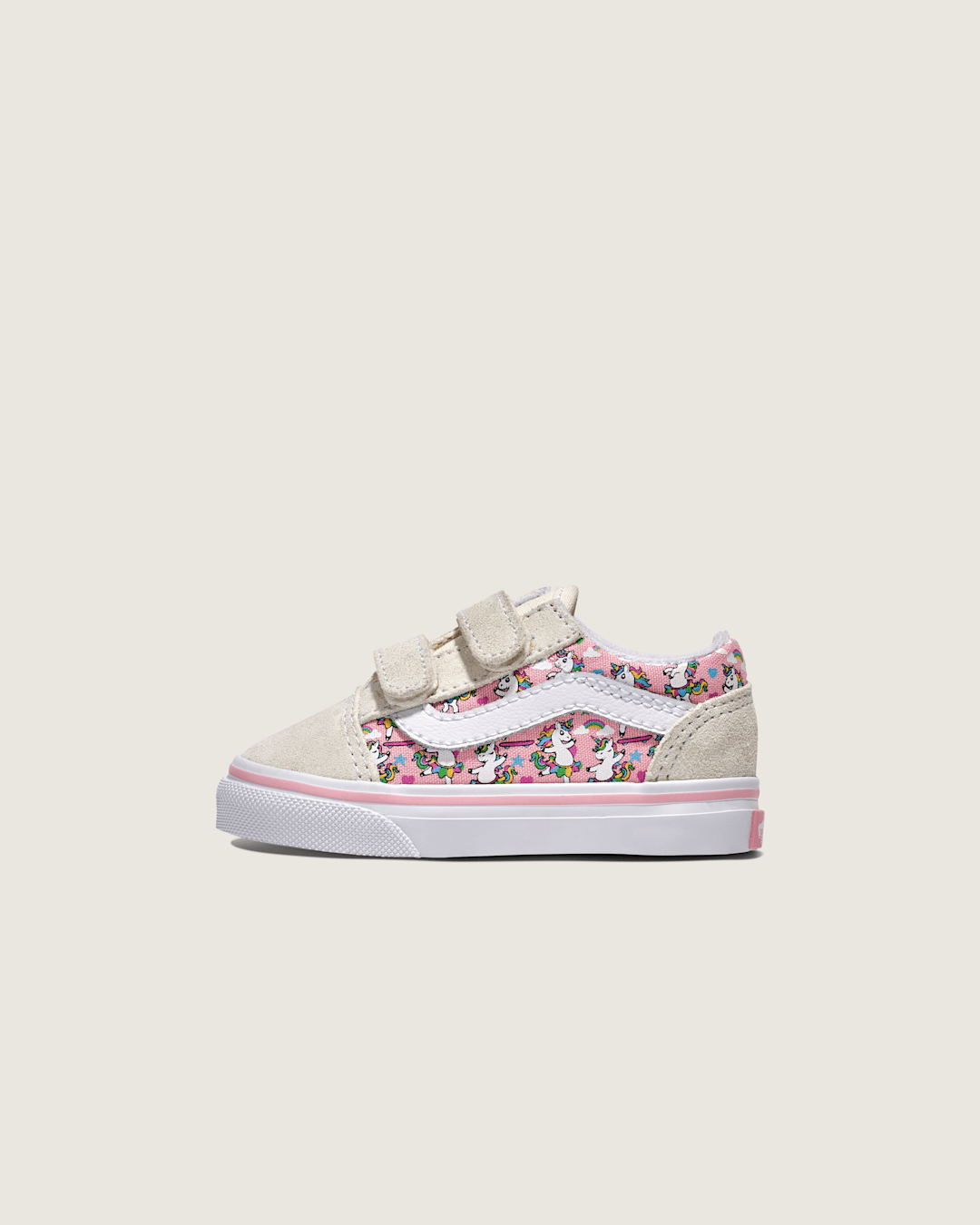 Vans Toddler Old Skool V Unicorn Shoe in Unicorn White / Pink