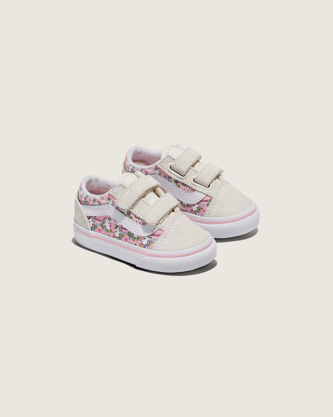 Vans Toddler Old Skool V Unicorn Shoe in Unicorn White / Pink